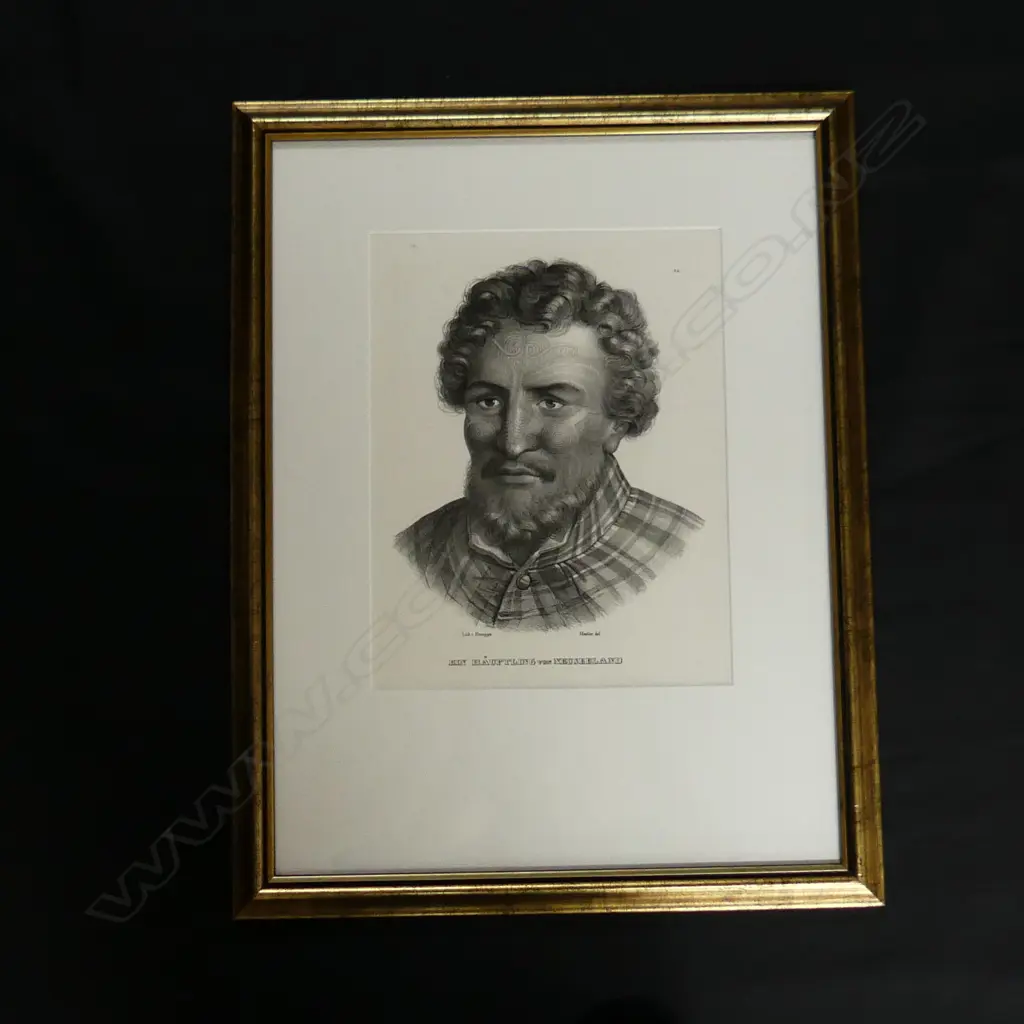 Ein häuptling von neuseeland (tribal chief) - 19thC. Lithograph, Image 1++